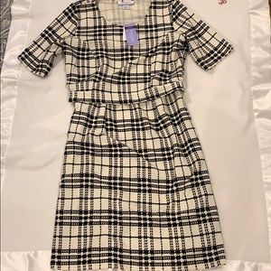NWT White black plaid Nursing dress